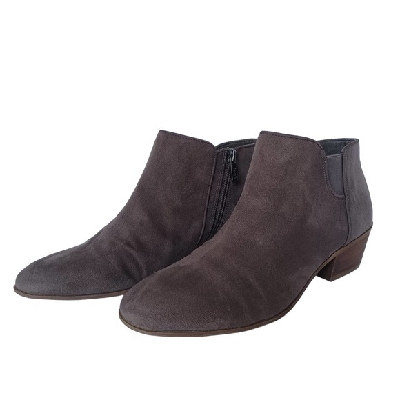 Circus Sam Edelman Size 9.5 Brown Suede Stacked Heel Bootie Side Zip Elastic - Picture 1 of 9